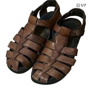 Mephisto Sam Men's Brown Fisherman Sandals - In Classic Brown Leather Comfort 42